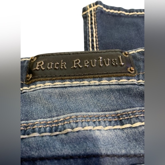 Rock Revival Arisa Skinny Jeans Size 27 Bling Distressed Embellished Stretch - Picture 8 of 13
